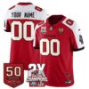 Tampa Bay Buccaneers 2-Time Champions Patch Vapor Limited Custom Jersey - All Stitched - Red Alternate