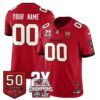 Tampa Bay Buccaneers 2-Time Champions Patch Vapor Limited Custom Jersey - All Stitched - Red