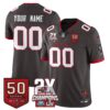 Tampa Bay Buccaneers 2-Time Champions Patch Vapor Limited Custom Jersey - All Stitched - Pewter