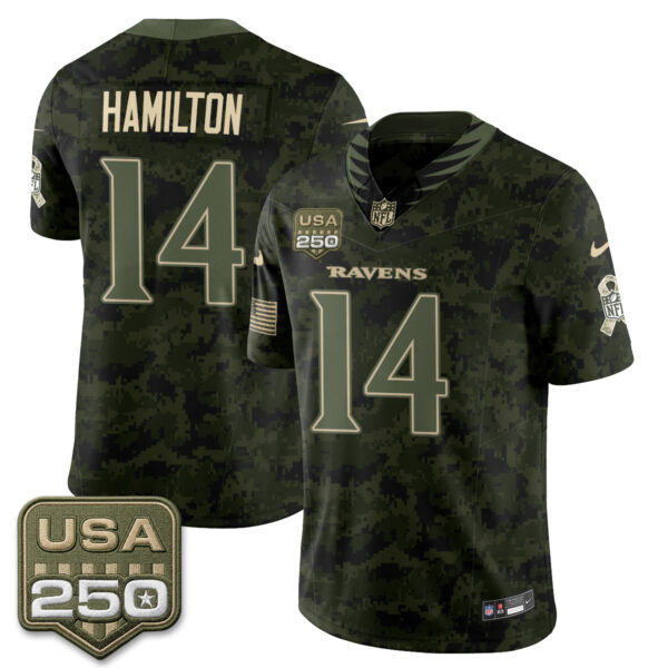 Baltimore Ravens Kyle Hamilton 2026 Salute to Service Vapor Jersey - All Stitched - Camo