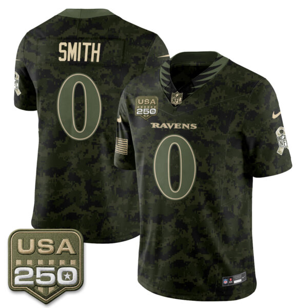 Baltimore Ravens Roquan Smith 2026 Salute to Service Vapor Jersey - All Stitched - Camo