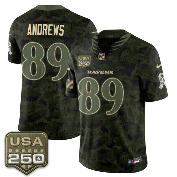 Baltimore Ravens Mark Andrews 2026 Salute to Service Vapor Jersey - All Stitched - Camo