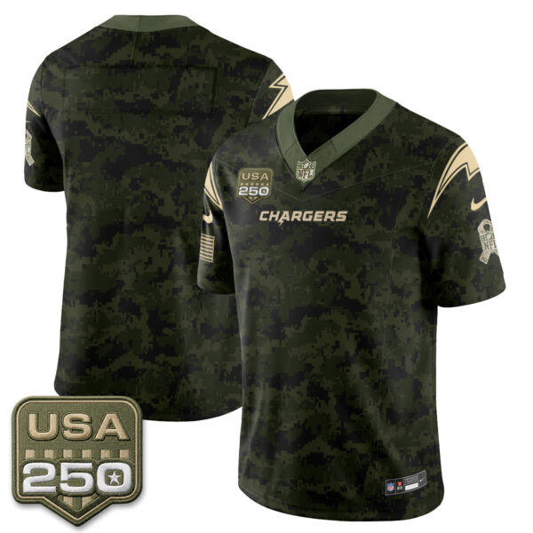 Los Angeles Chargers Team 2026 Salute to Service Vapor Jersey - All Stitched - Camo