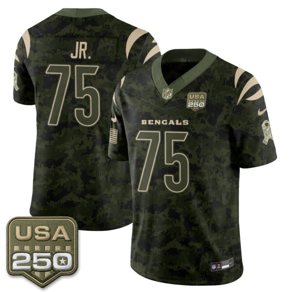 Cincinnati Bengals Orlando Brown Jr. 2026 Salute to Service Vapor Jersey - All Stitched - Camo