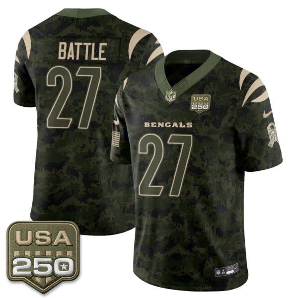Cincinnati Bengals Jordan Battle 2026 Salute to Service Vapor Jersey - All Stitched - Camo
