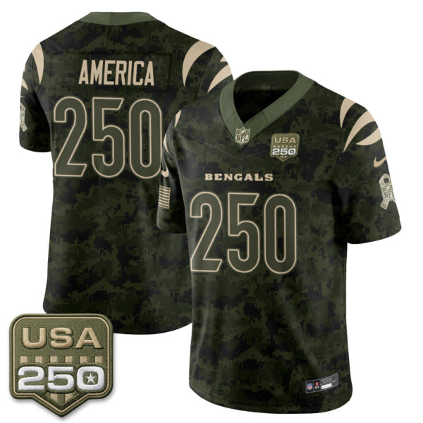 Cincinnati Bengals America 2026 Salute to Service Vapor Jersey - All Stitched - Camo