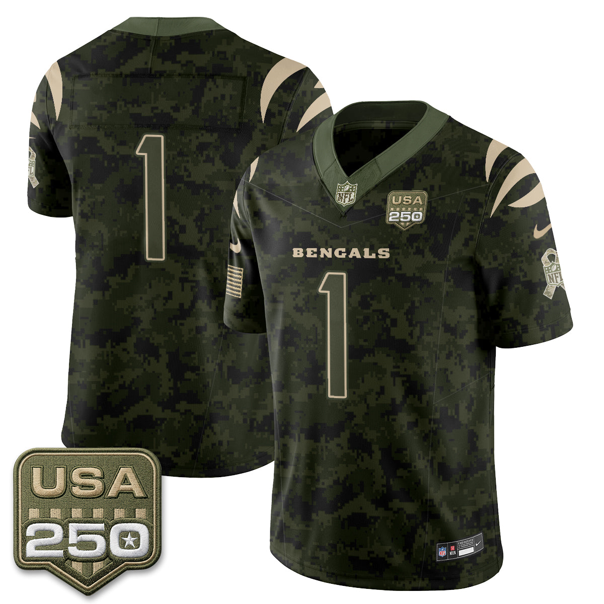 Cincinnati Bengals Team 2026 Salute to Service Vapor Jersey - All Stitched - Camo