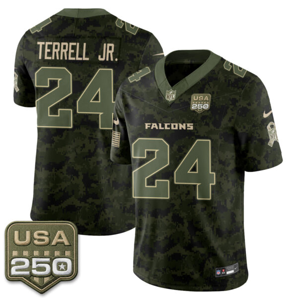 Atlanta Falcons A.J. Terrell Jr. 2026 Salute to Service Vapor Jersey - All Stitched - Camo