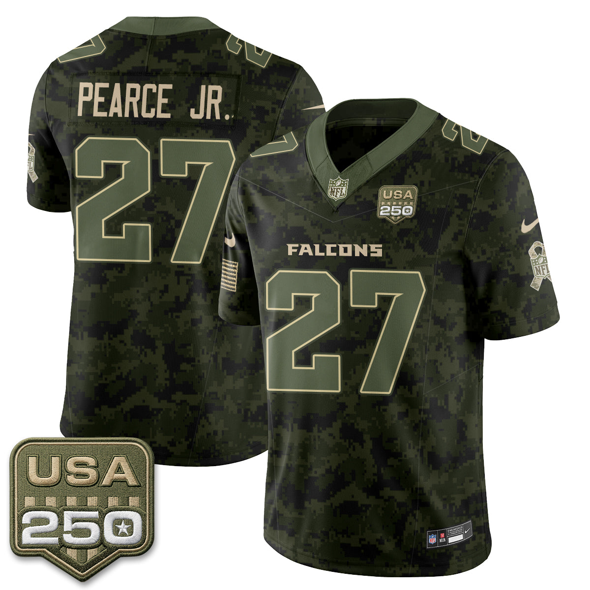 Atlanta Falcons James Pearce Jr. 2026 Salute to Service Vapor Jersey - All Stitched - Camo