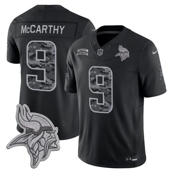 Minnesota Vikings J.J. McCarthy 2026 Salute to Service Vapor Limited Jersey - All Stitched