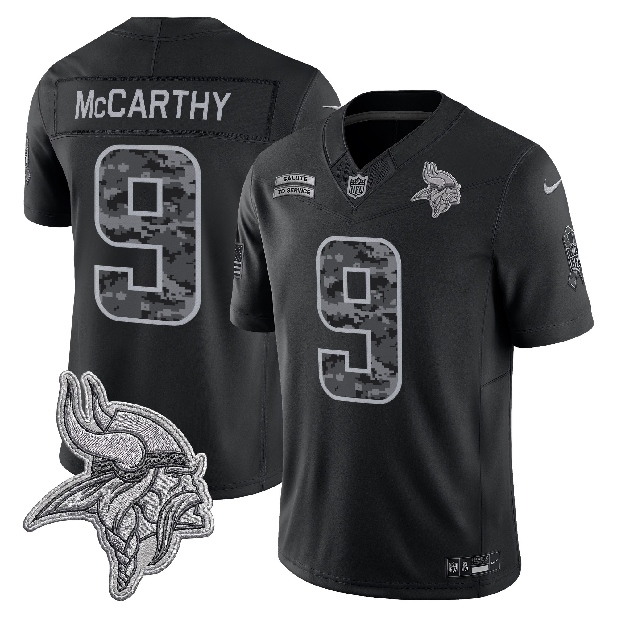 Minnesota Vikings J.J. McCarthy 2026 Salute to Service Vapor Limited Jersey - All Stitched