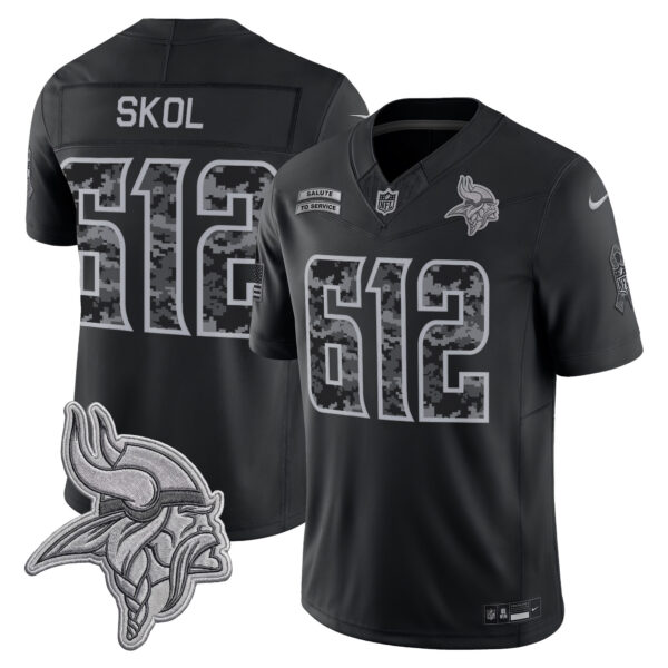 Minnesota Vikings Skol 612 2026 Salute to Service Vapor Limited Jersey - All Stitched
