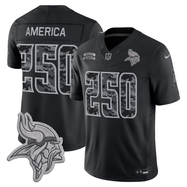 Minnesota Vikings #250 America 2026 Salute to Service Vapor Limited Jersey - All Stitched