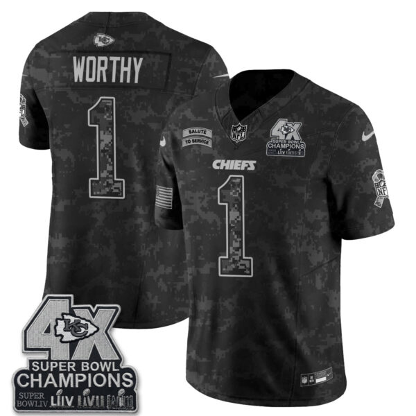 Kansas City Chiefs Xavier Worthy 2026 Salute to Service Edition Vapor Jersey - All Stitched