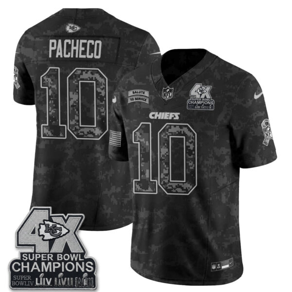Kansas City Chiefs Isiah Pacheco 2026 Salute to Service Edition Vapor Jersey - All Stitched