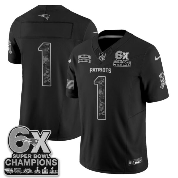 New England Patriots Team 2026 Salute to Service Vapor Jersey - All Stitched