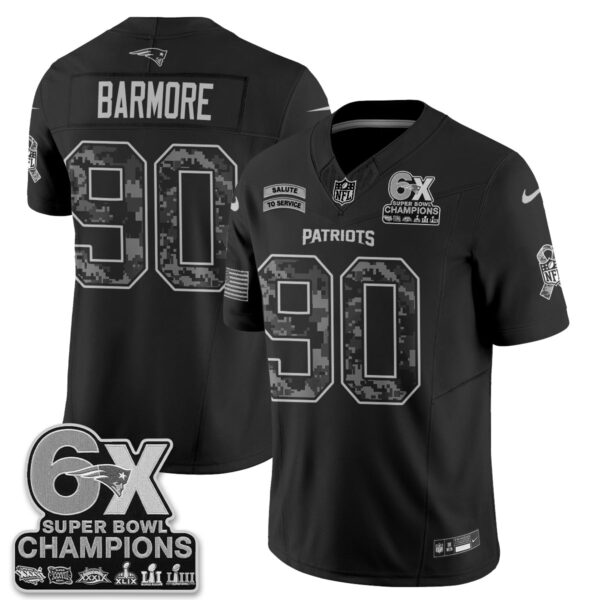 New England Patriots Christian Barmore 2026 Salute to Service Vapor Jersey - All Stitched