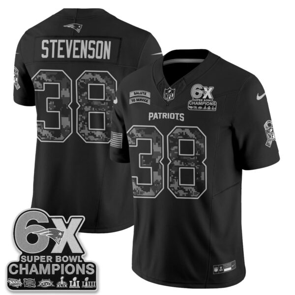 New England Patriots Rhamondre Stevenson 2026 Salute to Service Vapor Jersey - All Stitched
