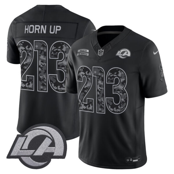 Los Angeles Rams Horn Up 213 2026 Salute to Service Vapor Limited Jersey - All Stitched