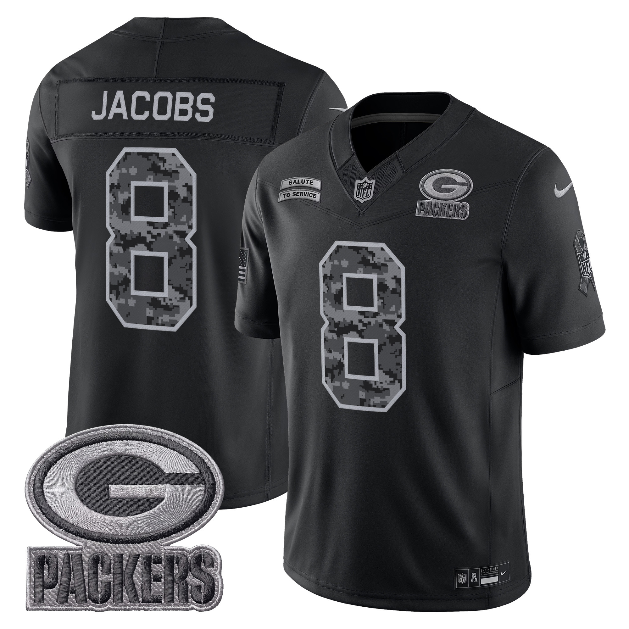 Green Bay Packers Josh Jacobs 2026 Salute to Service Vapor Limited Jersey - All Stitched