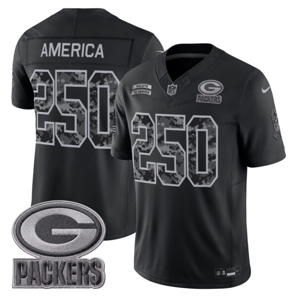 Green Bay Packers #250 America 2026 Salute to Service Vapor Limited Jersey - All Stitched