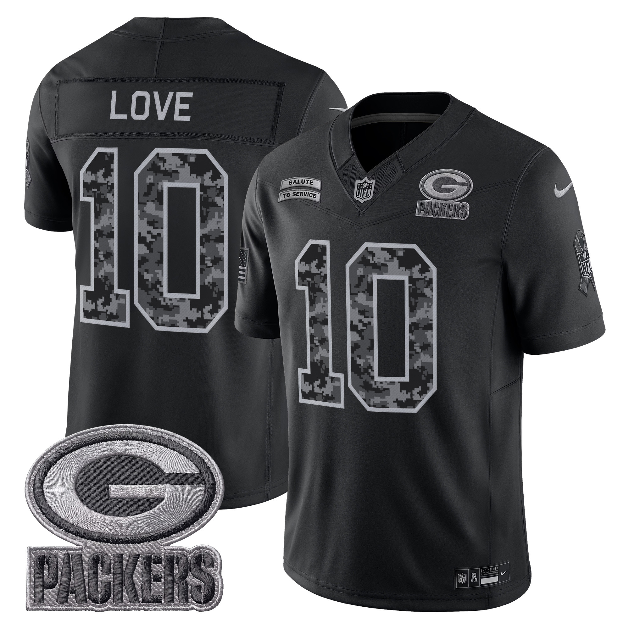 Green Bay Packers Jordan Love 2026 Salute to Service Vapor Limited Jersey - All Stitched