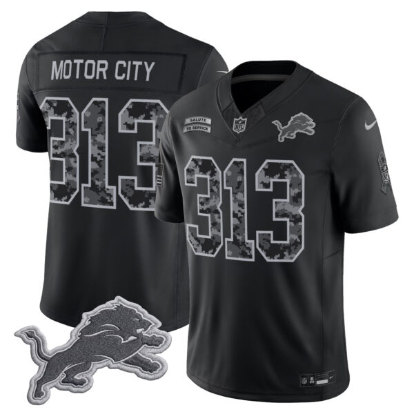 Detroit Lions Motor City 313 2026 Salute to Service Vapor Limited Jersey - All Stitched