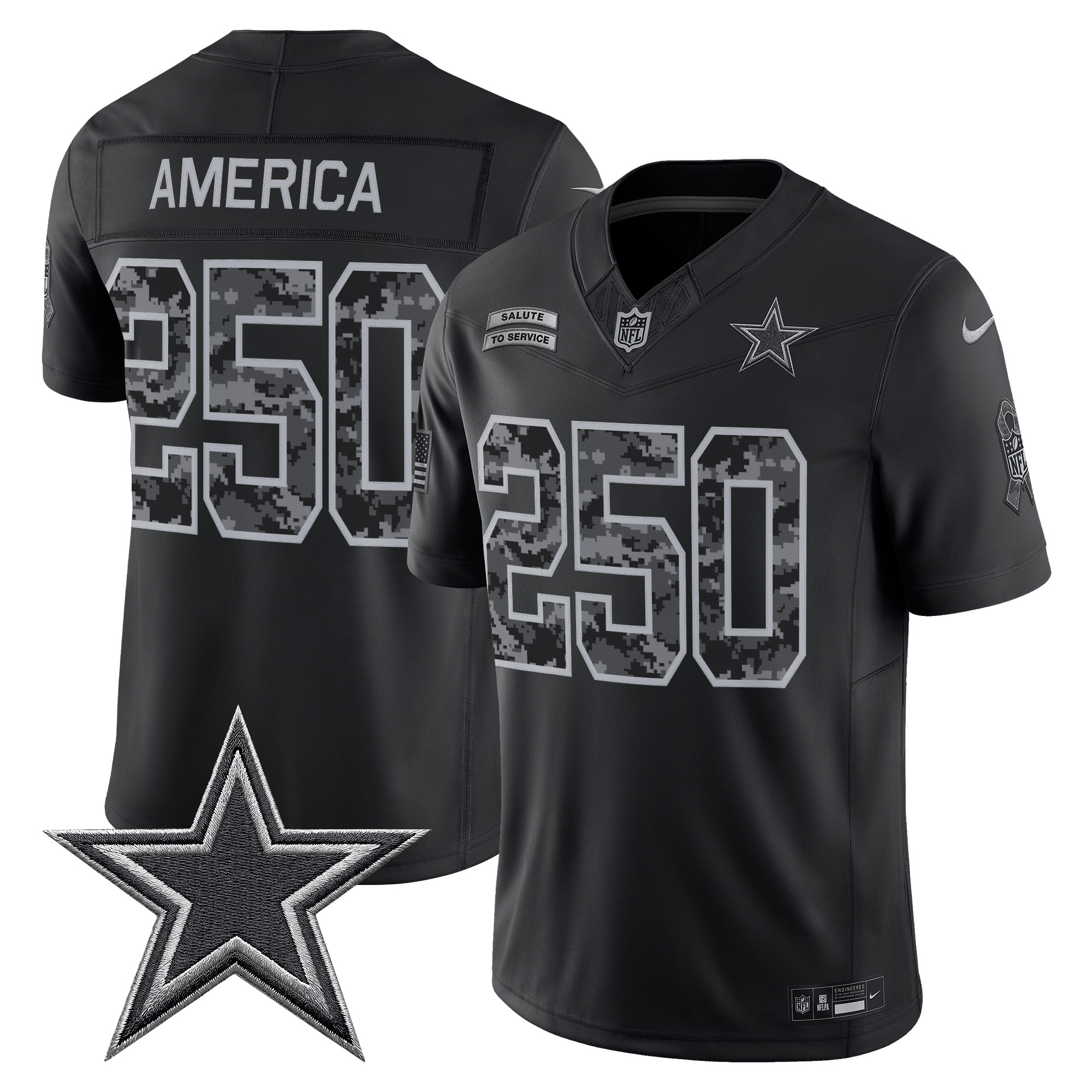 Dallas Cowboys #250 America 2026 Salute to Service Vapor Limited Jersey - All Stitched