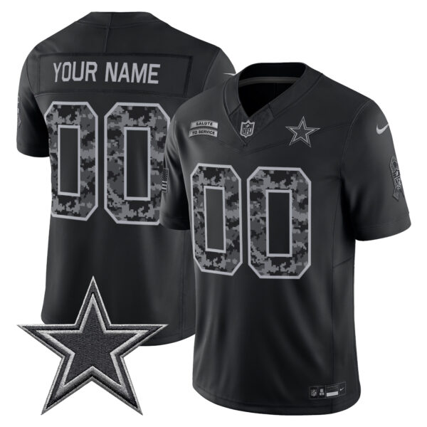Dallas Cowboys 2026 Salute to Service Vapor Limited Custom Jersey - All Stitched