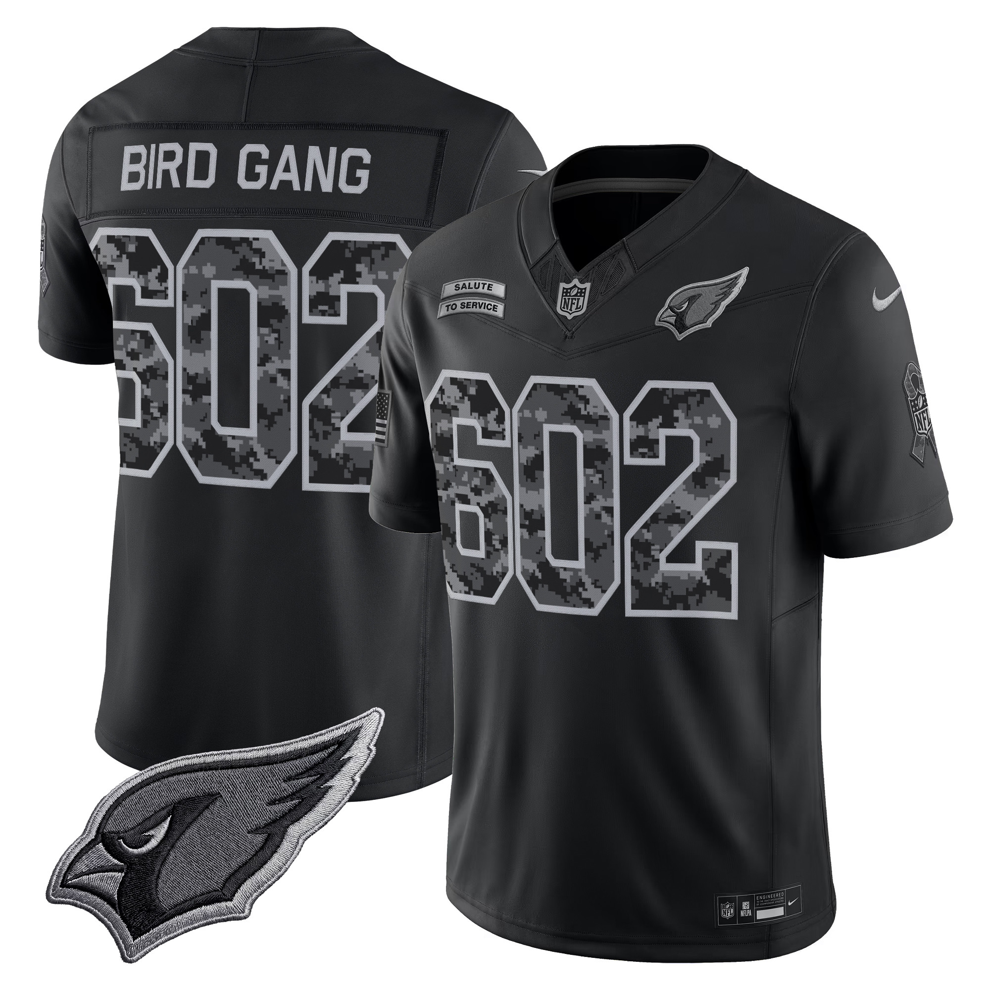 Arizona Cardinals Bird Gang 602 2026 Salute to Service Vapor Limited Jersey - All Stitched