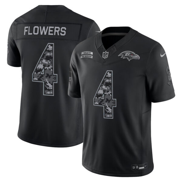 Baltimore Ravens Zay Flowers 2026 Salute to Service Vapor Limited Jersey - All Stitched