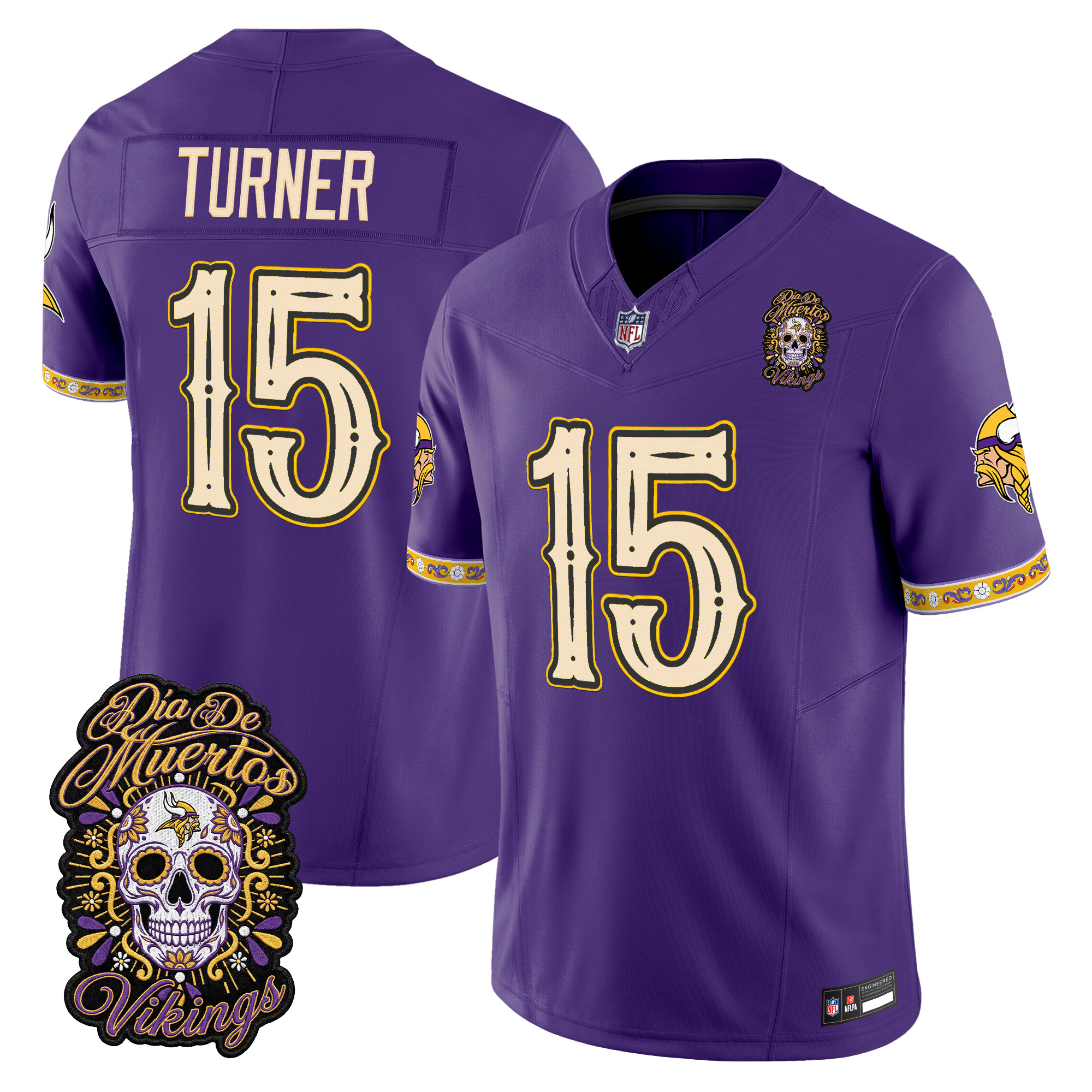 Minnesota Vikings Dallas Turner Dia de los Muertos Vapor Limited Jersey - All Stitched