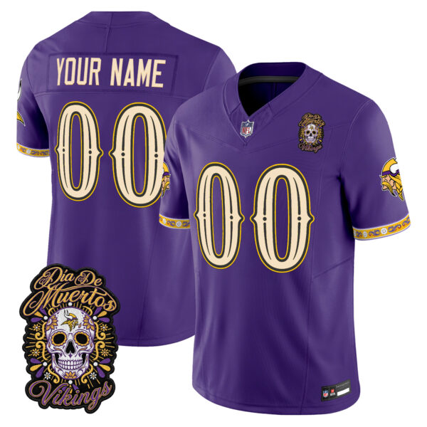 Minnesota Vikings Dia de los Muertos Vapor Limited Custom Jersey - All Stitched