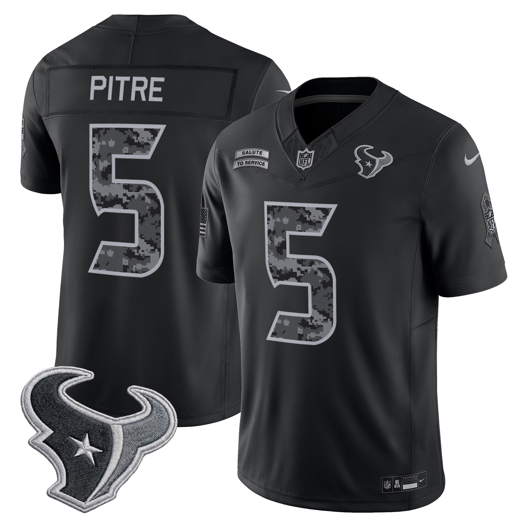 Houston Texans Jalen Pitre 2026 Salute to Service Vapor Limited Jersey - All Stitched