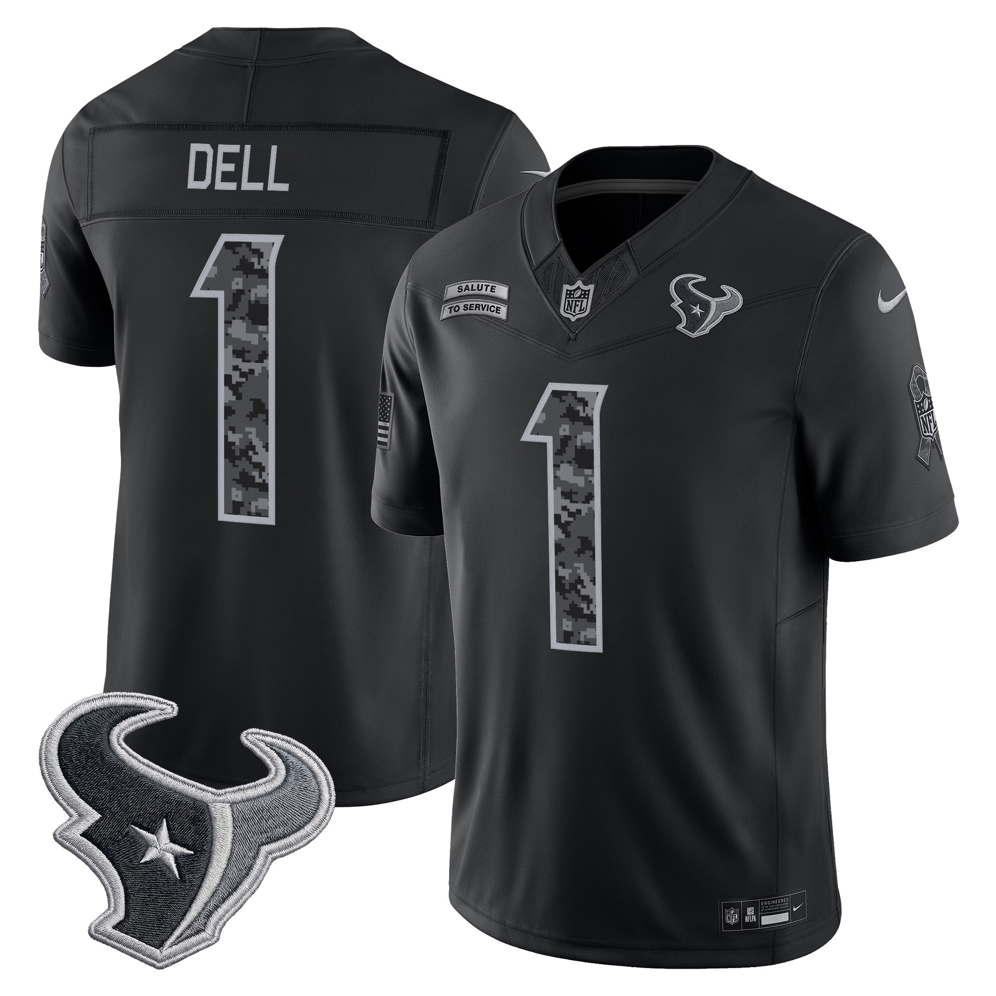 Houston Texans Tank Dell 2026 Salute to Service Vapor Limited Jersey - All Stitched