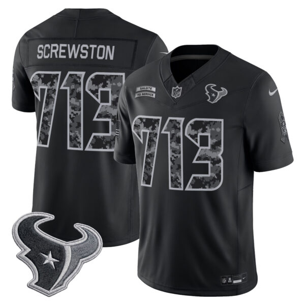 Houston Texans Screwston 713 2026 Salute to Service Vapor Limited Jersey - All Stitched