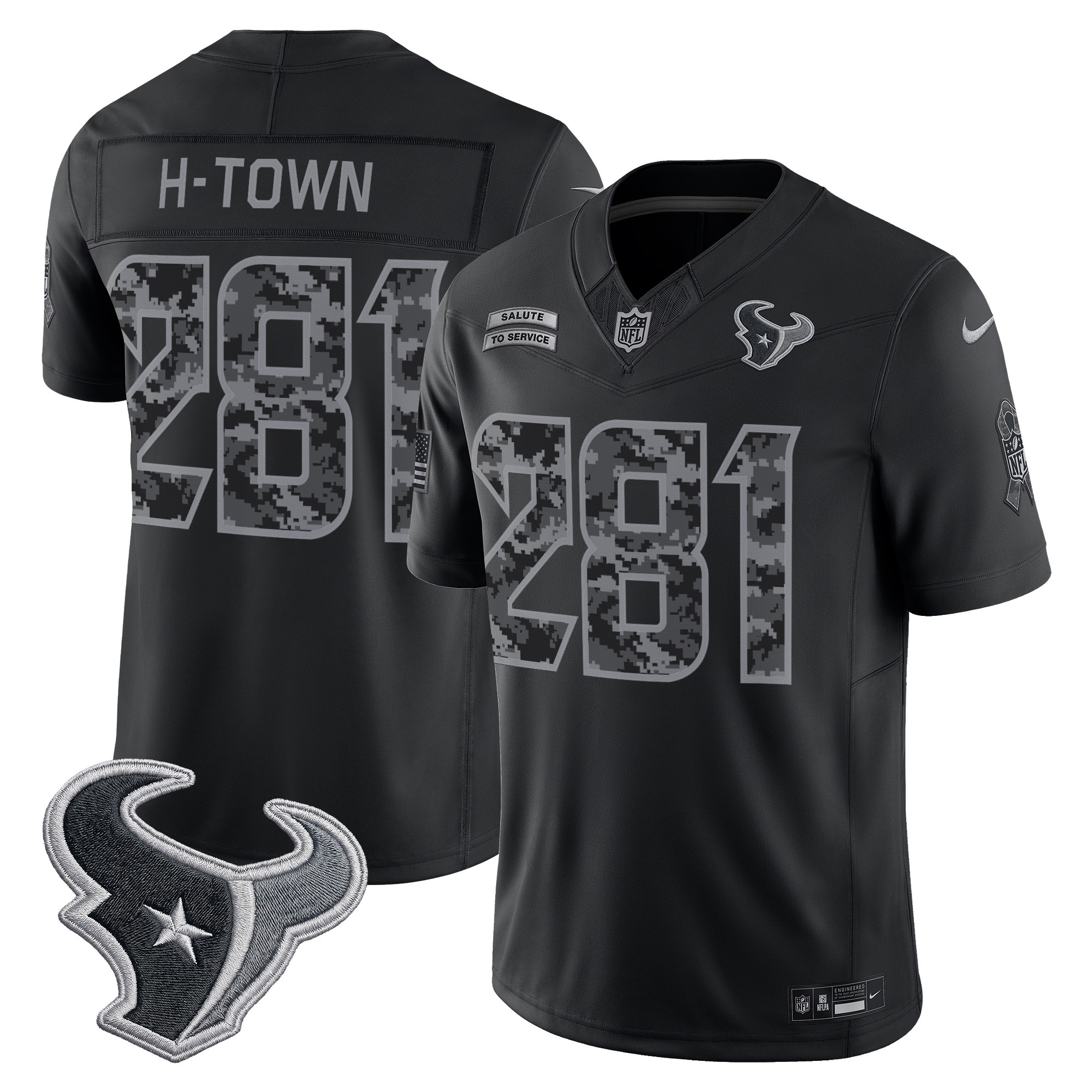 Houston Texans H-Town 281 2026 Salute to Service Vapor Limited Jersey - All Stitched