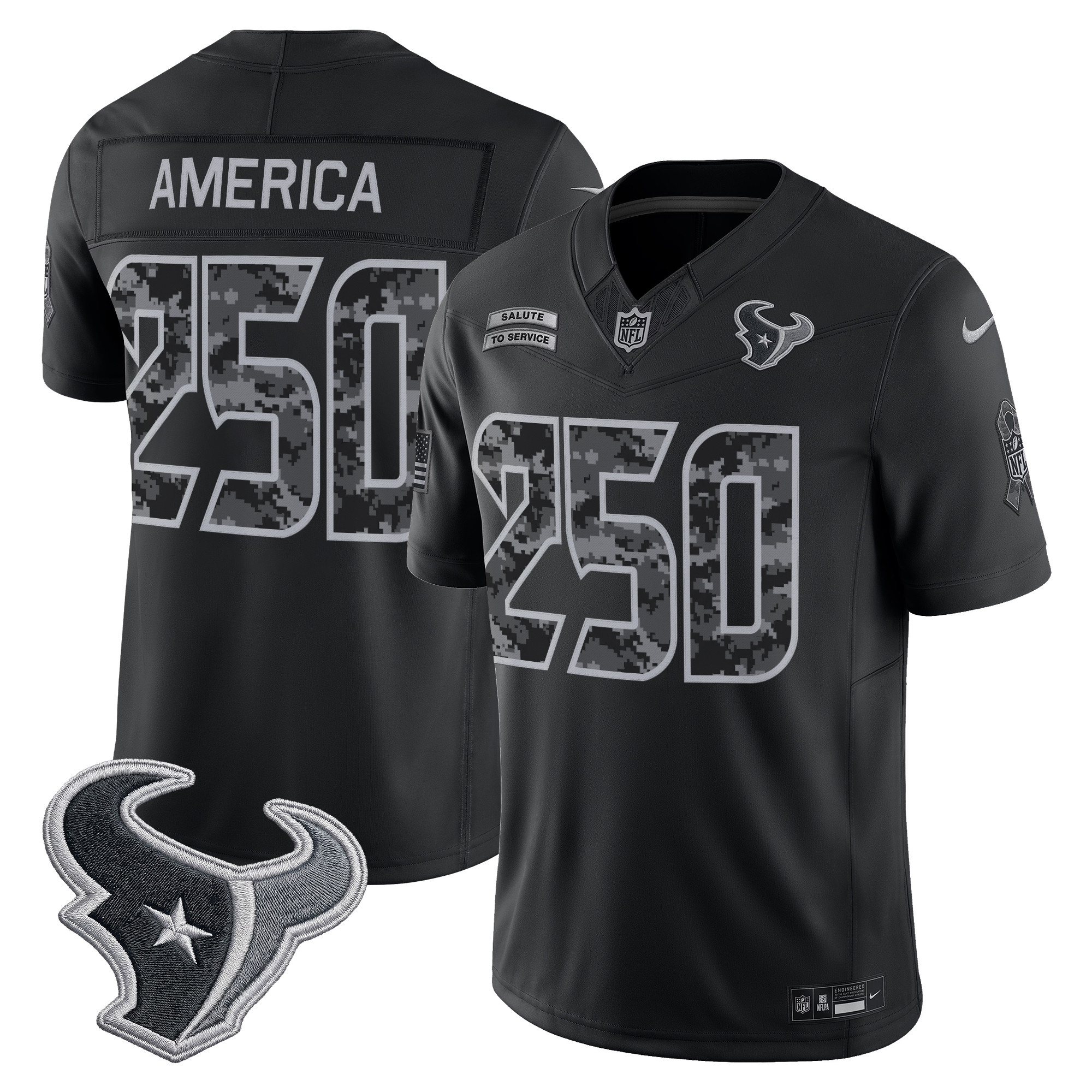 Houston Texans #250 America 2026 Salute to Service Vapor Limited Jersey - All Stitched
