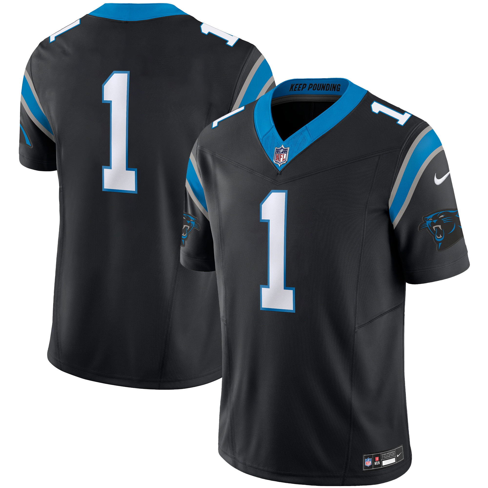 Carolina Panthers #1 Team Vapor Limited Jersey - All Stitched - Black