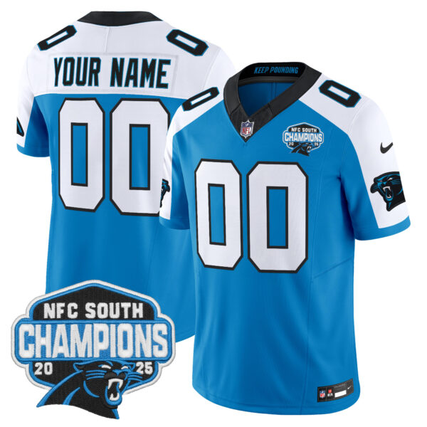 Carolina Panthers 2025 NFC South Division Champions Vapor Limited Custom Jersey - All Stitched - Blue Alternate