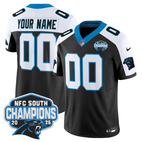 Carolina Panthers 2025 NFC South Division Champions Vapor Limited Custom Jersey - All Stitched - Black Alternate