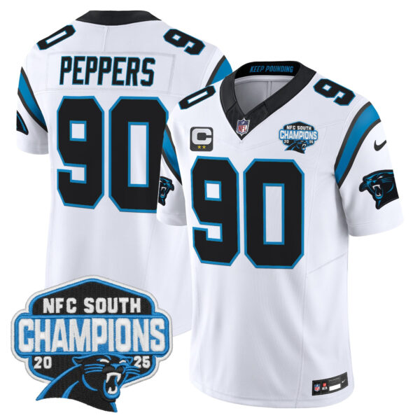 Carolina Panthers Julius Peppers 2025 NFC South Division Champions Vapor Limited Jersey - All Stitched - White