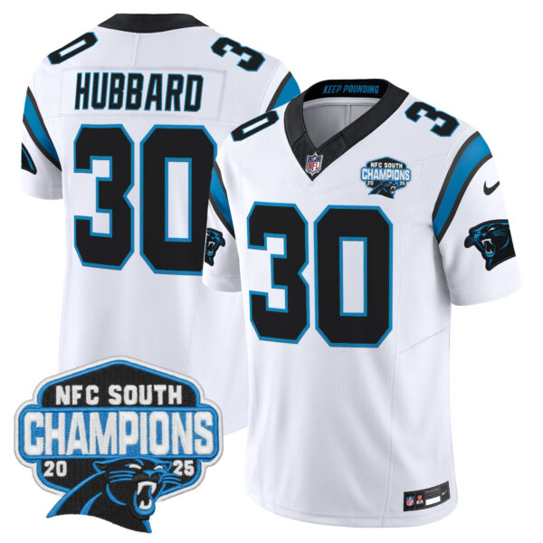 Carolina Panthers Chuba Hubbard 2025 NFC South Division Champions Vapor Limited Jersey - All Stitched - White