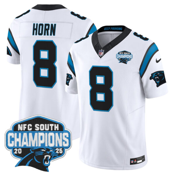 Carolina Panthers Jaycee Horn 2025 NFC South Division Champions Vapor Limited Jersey - All Stitched - White
