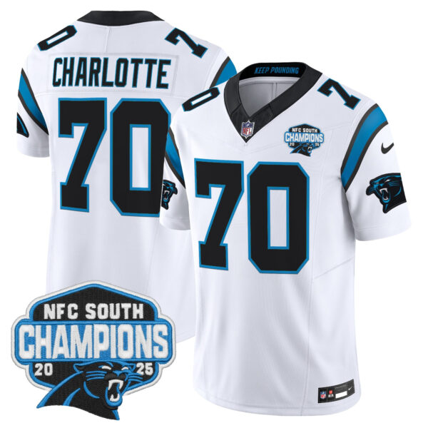 Carolina Panthers Charlotte 704 2025 NFC South Division Champions Vapor Limited Jersey - All Stitched - White