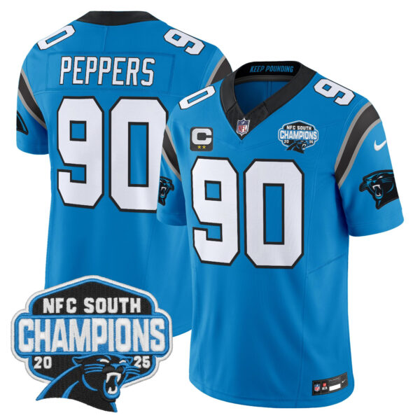 Carolina Panthers Julius Peppers 2025 NFC South Division Champions Vapor Limited Jersey - All Stitched - Blue
