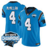 Carolina Panthers Tetairoa McMillan 2025 NFC South Division Champions Vapor Limited Jersey - All Stitched - Blue