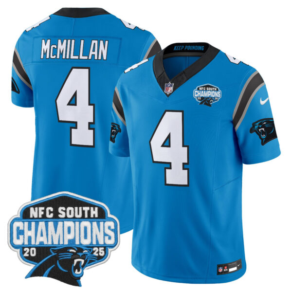 Carolina Panthers Tetairoa McMillan 2025 NFC South Division Champions Vapor Limited Jersey - All Stitched - Blue
