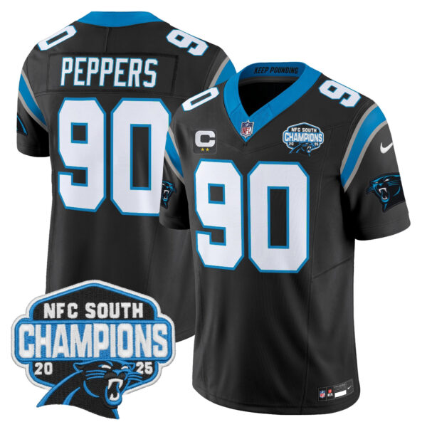 Carolina Panthers Julius Peppers 2025 NFC South Division Champions Vapor Limited Jersey - All Stitched - Black
