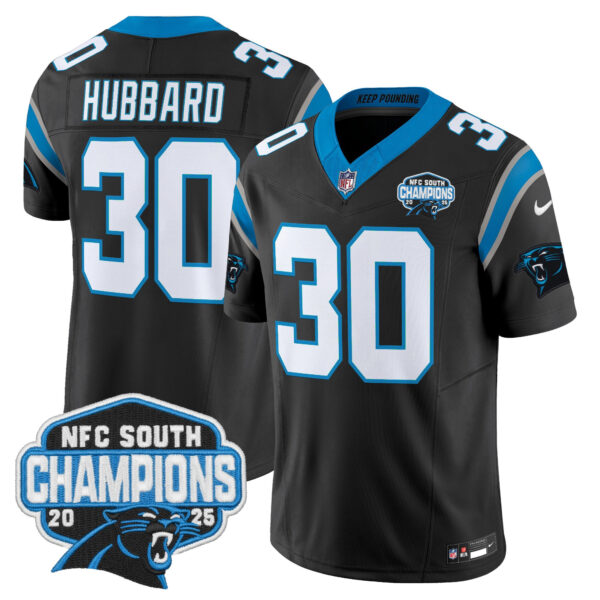 Carolina Panthers Chuba Hubbard 2025 NFC South Division Champions Vapor Limited Jersey - All Stitched - Black